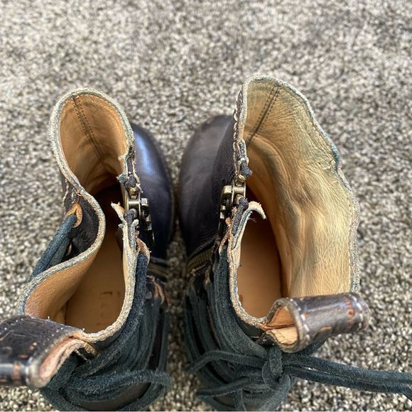Bed Stu Blaire Stacked Heel Leather Ankle Boots Black Size 6 - Picture 8 of 11